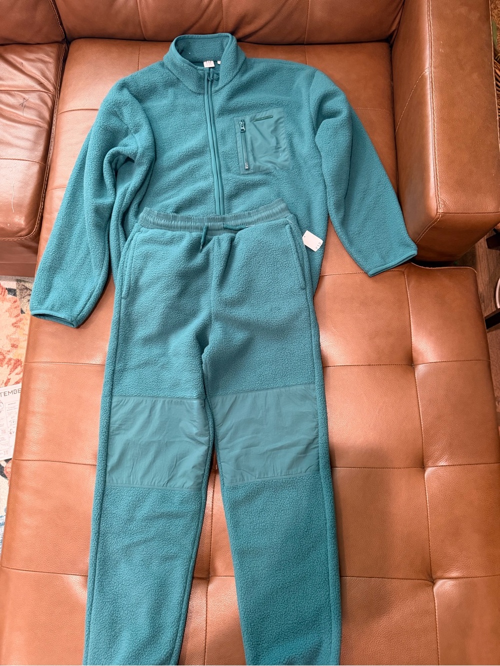 NWT Gap Kids (Boys)Teal Fleece 2-Piece Set Full Zip Jacket + Pants Size 14-16